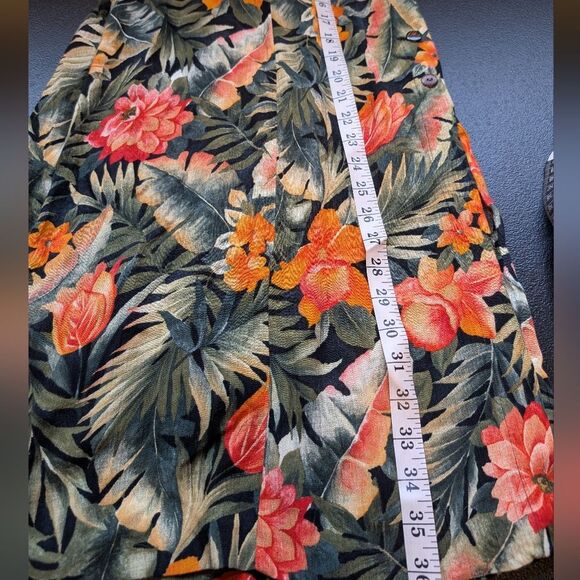 Conrad C. Vintage Skirt Floral Rayon Button Front Crinkle Midi Vacation Size 14 - Picture 5 of 10